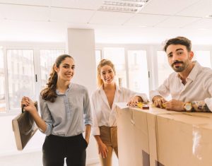 three friendly business people ()